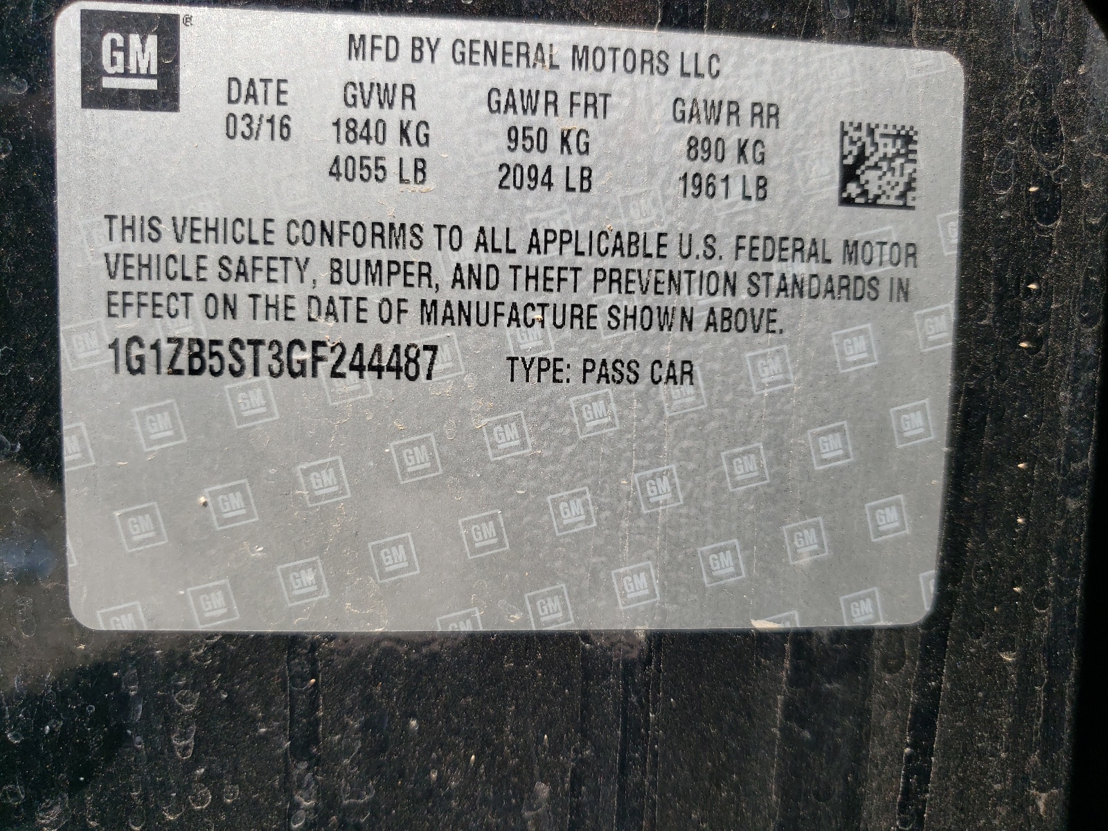 Photo 10 from auction – 2016 CHEVROLET MALIBU LS with VIN 1G1ZB5ST3GF244487