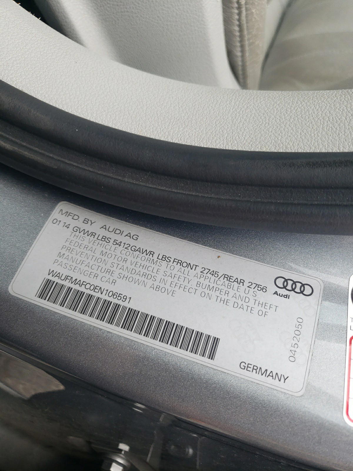 Photo 10 from auction – 2014 AUDI A6 PREMIUM with VIN WAUFMAFC0EN106591