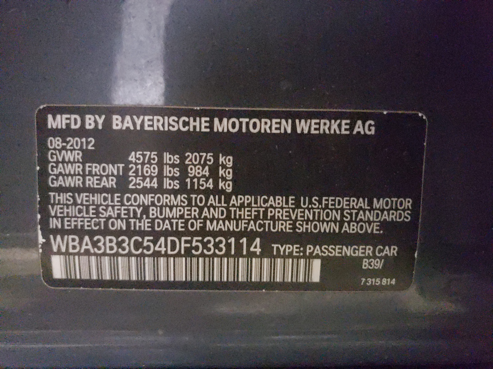 صورة رقم 10 من المزاد - 2013 BMW 328 XI مع VIN WBA3B3C54DF533114