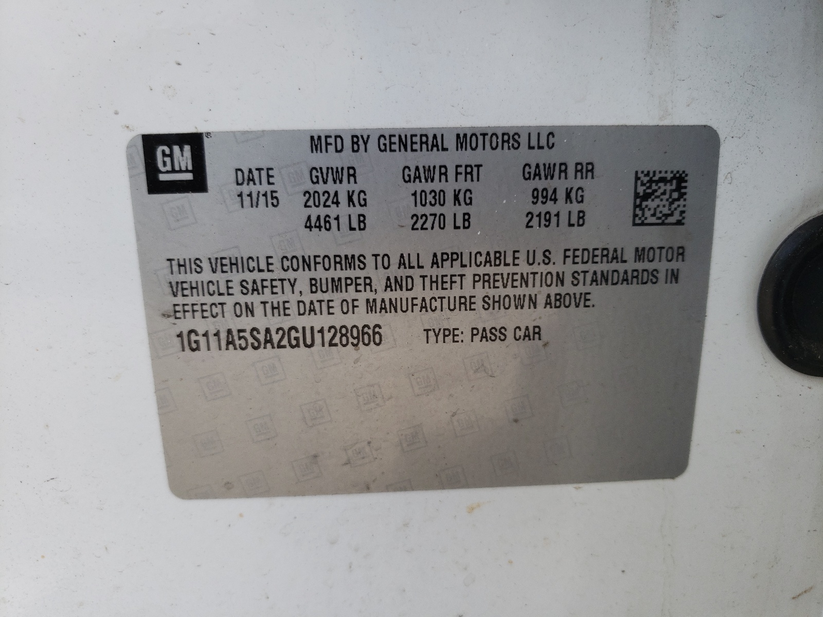Zdjęcie 10 z aukcji – 2016 CHEVROLET MALIBU LIM z VIN 1G11A5SA2GU128966