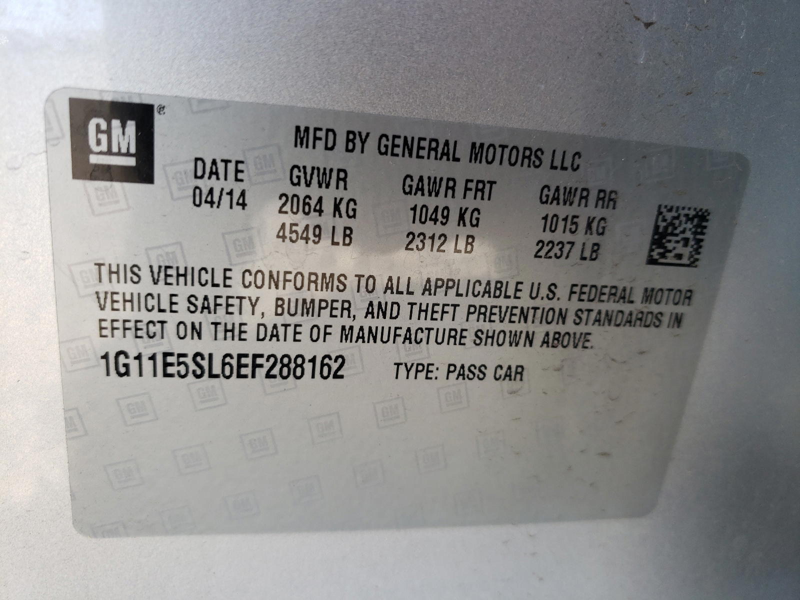 Photo 10 from auction – 2014 CHEVROLET MALIBU 2LT with VIN 1G11E5SL6EF288162