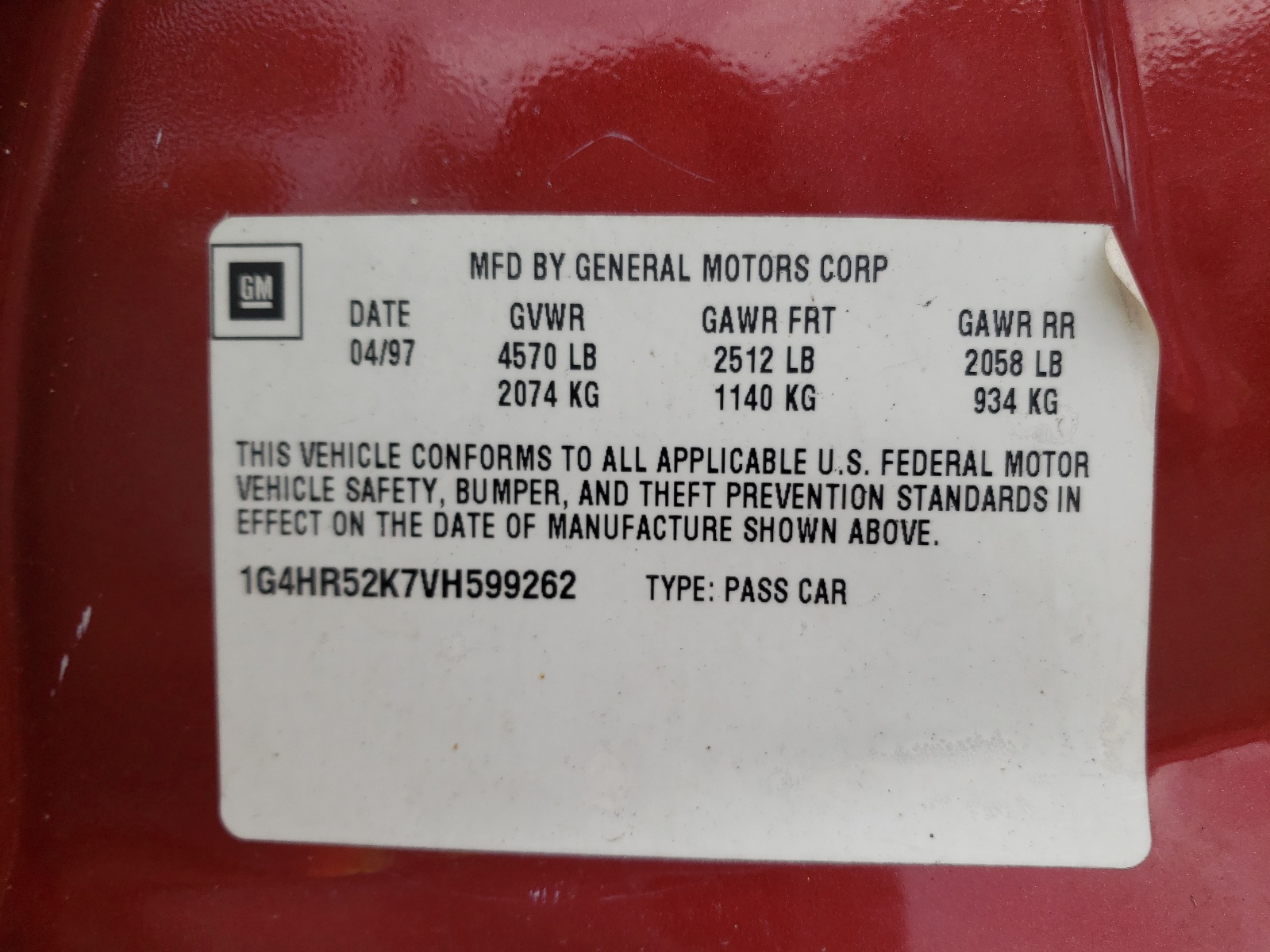 Photo 10 from auction – 1997 BUICK LESABRE LI with VIN 1G4HR52K7VH599262