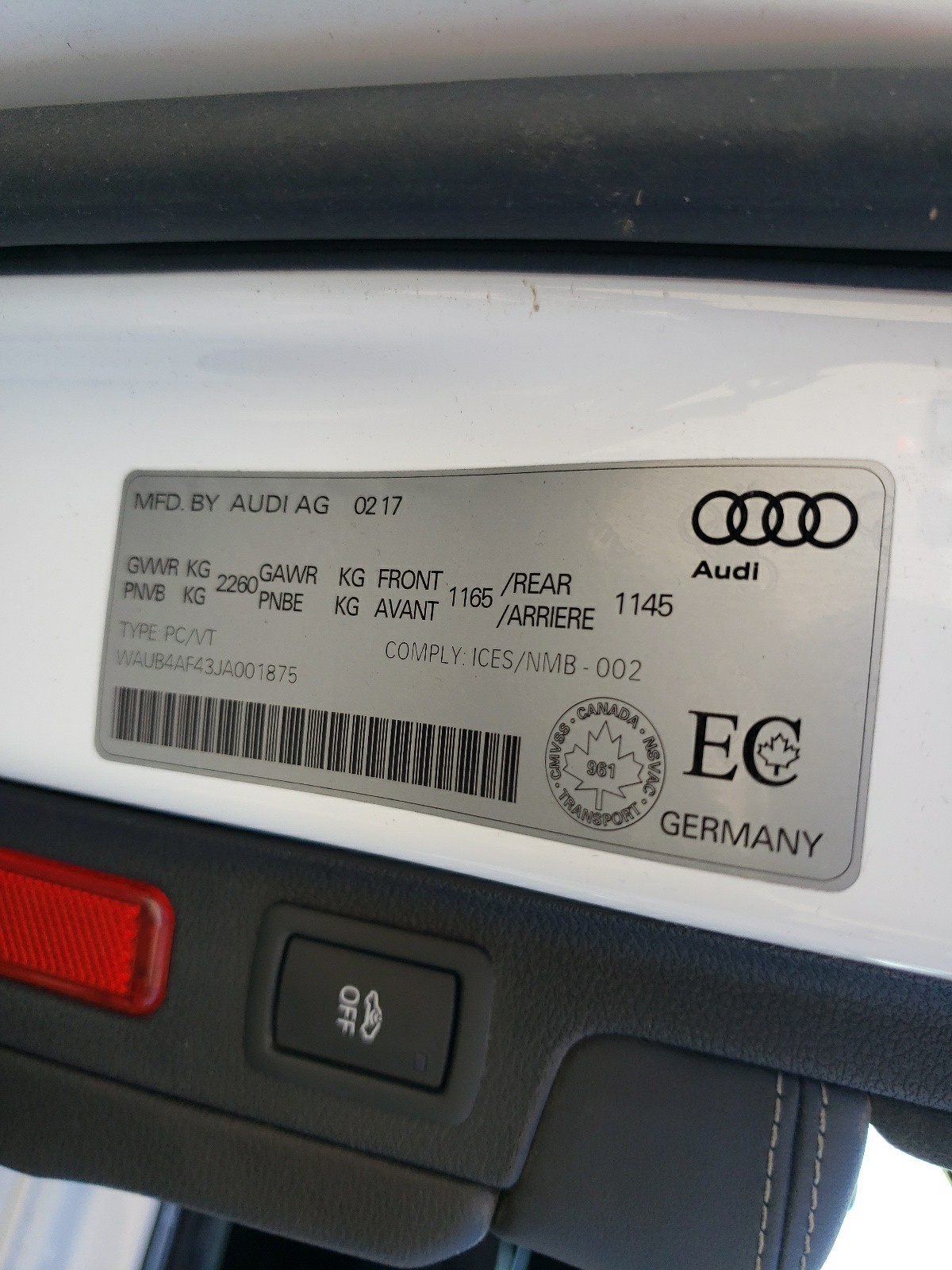 Photo 10 from auction – 2018 AUDI S4 PREMIUM with VIN WAUB4AF43JA001875