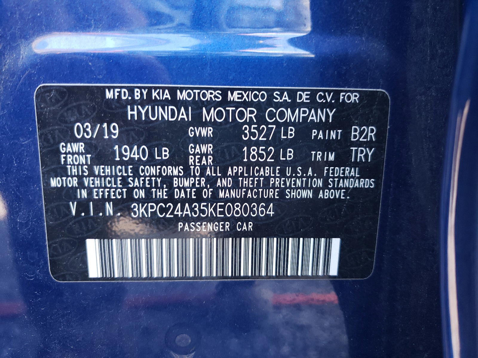 Photo 10 from auction – 2019 HYUNDAI ACCENT SE with VIN 3KPC24A35KE080364