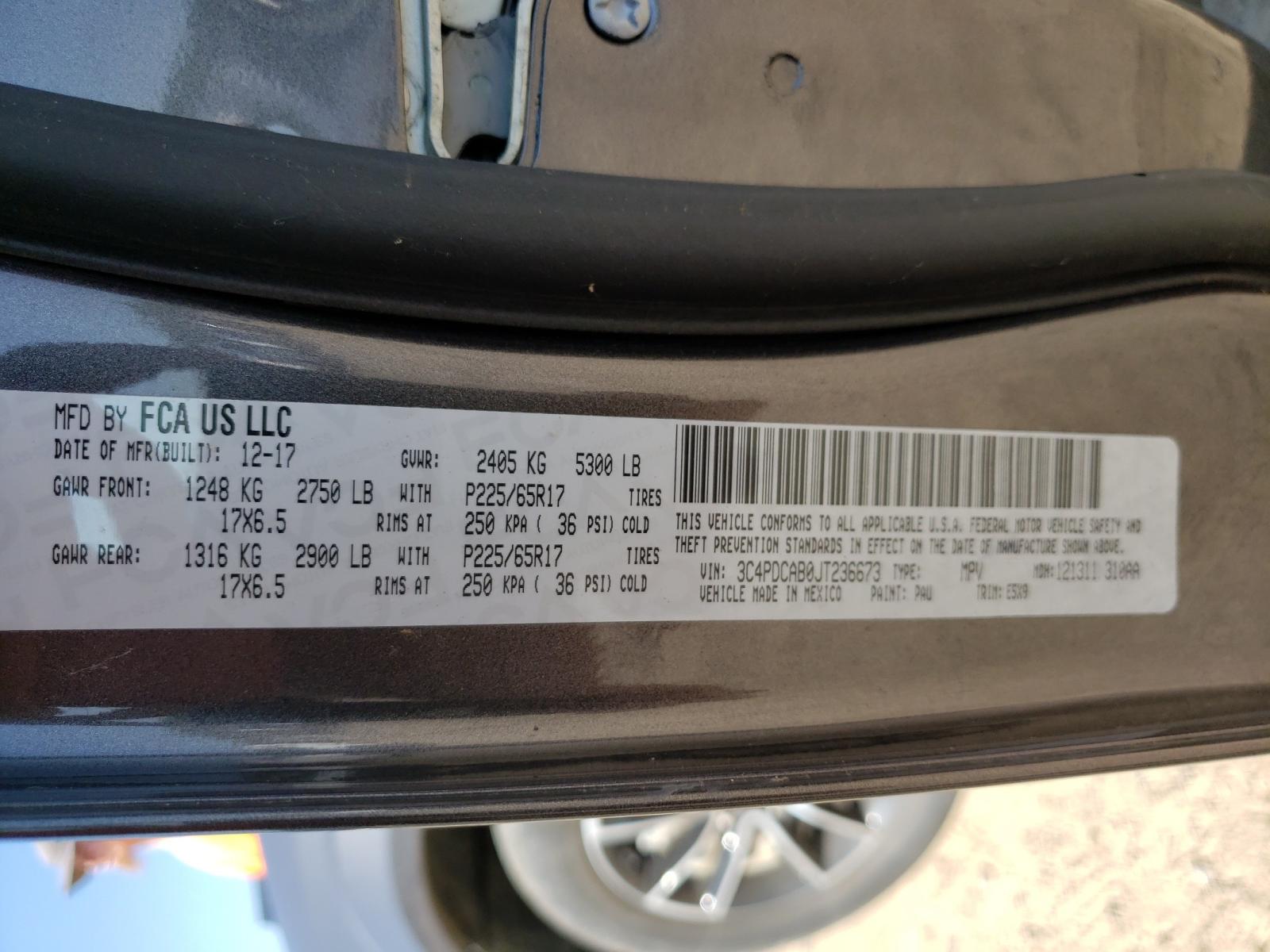 Photo 10 from auction – 2018 DODGE JOURNEY SE with VIN 3C4PDCAB0JT236673