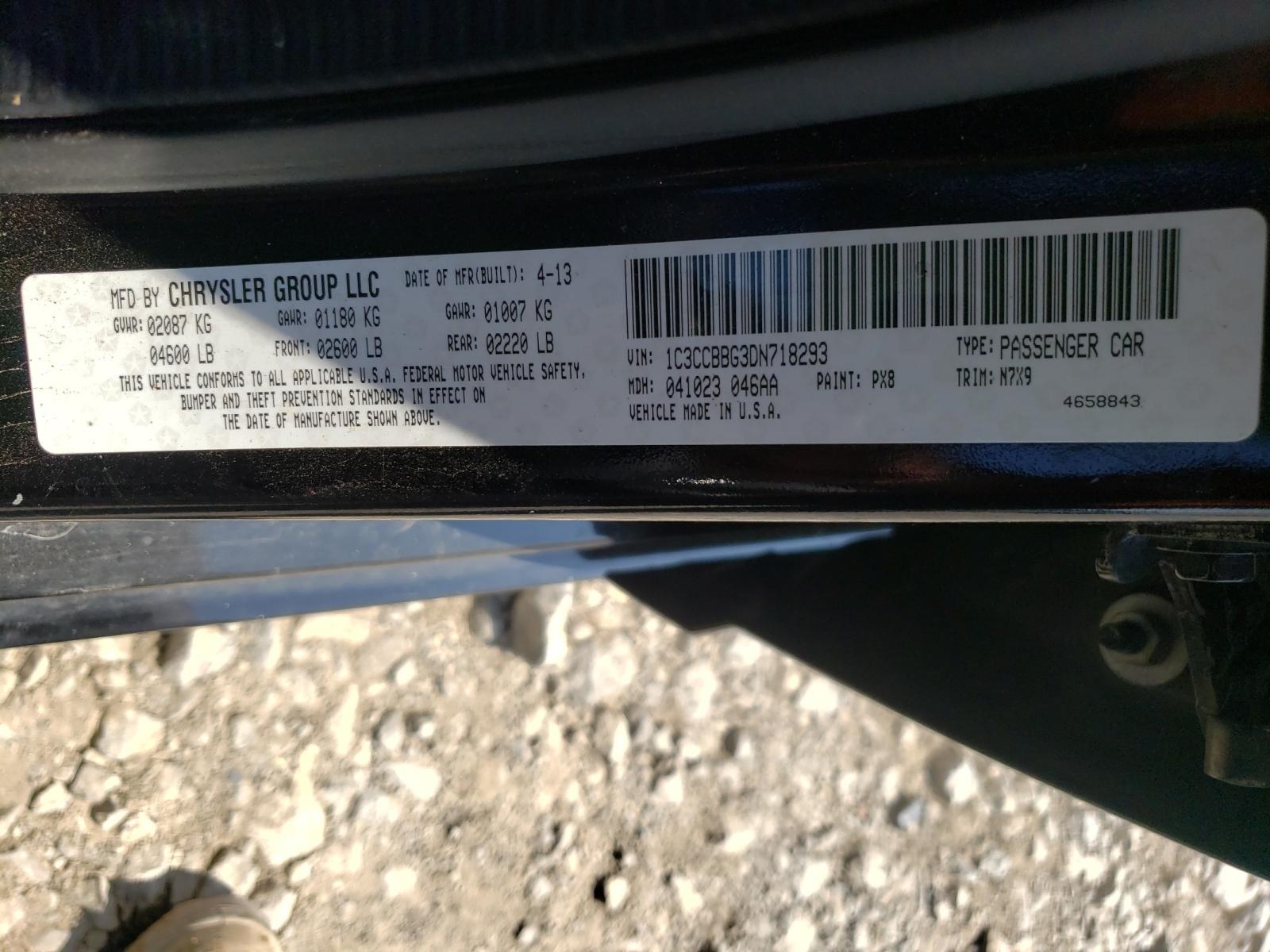 Photo 10 from auction – 2013 CHRYSLER 200 TOURIN with VIN 1C3CCBBG3DN718293