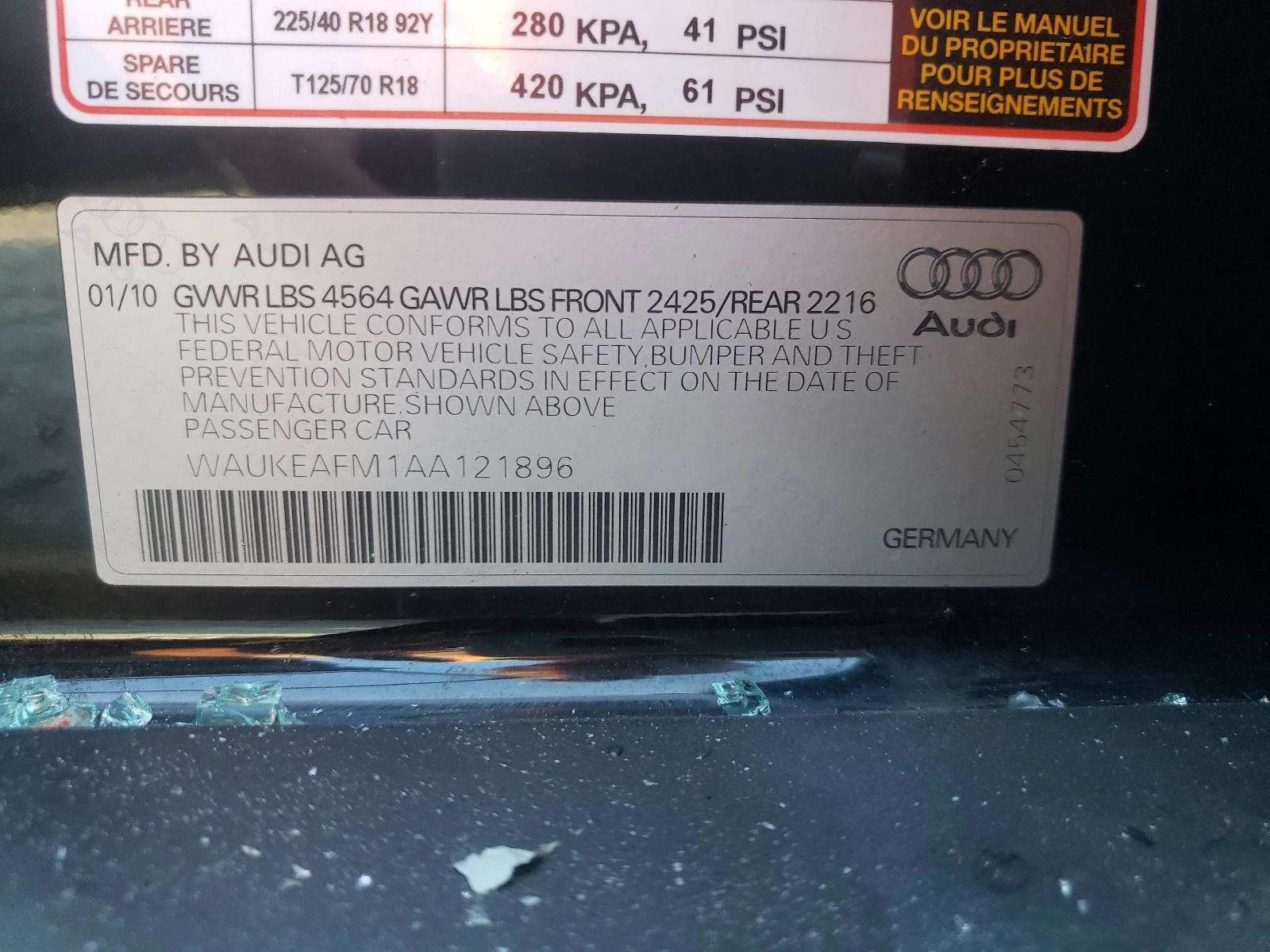 Photo 10 from auction – 2010 AUDI A3 PREMIUM with VIN WAUKEAFM1AA121896