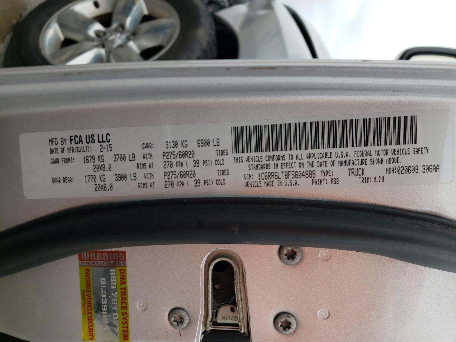 Photo 10 from auction – 2015 RAM 1500 SLT with VIN 1C6RR6LT8FS604888