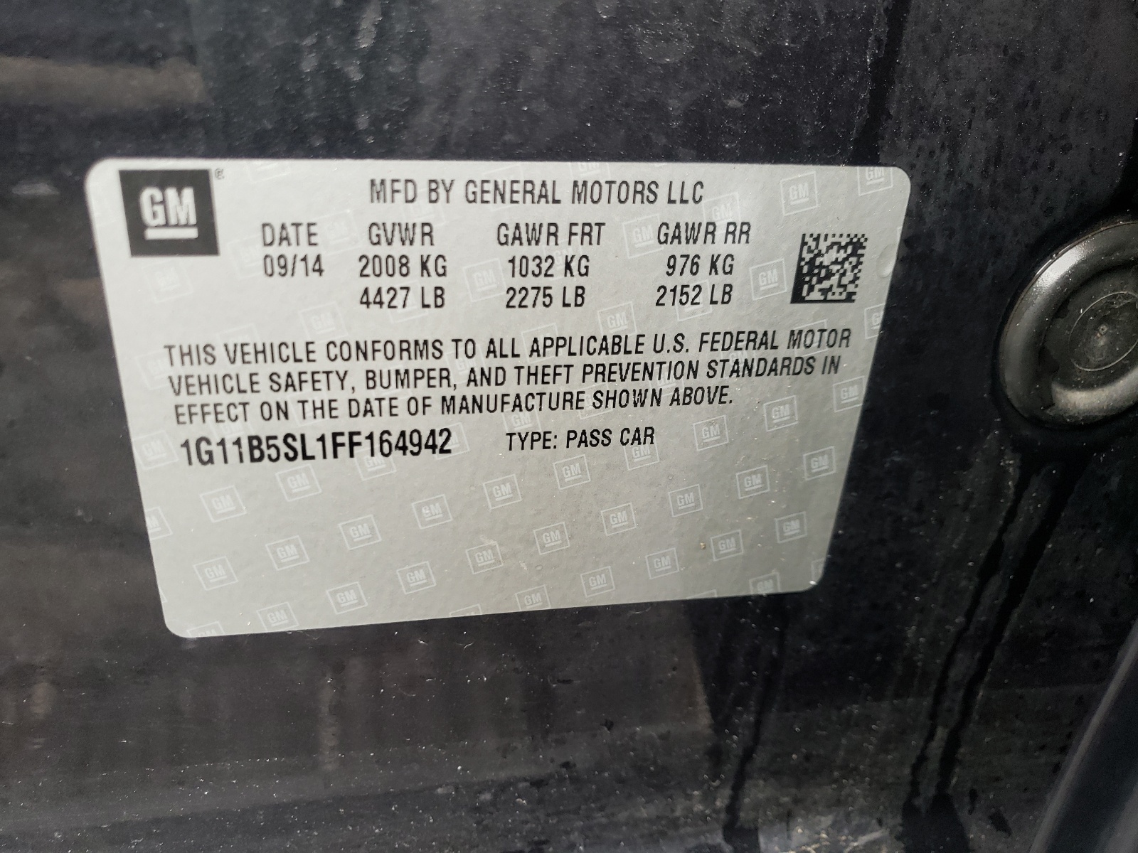 Photo 10 from auction – 2015 CHEVROLET MALIBU LS with VIN 1G11B5SL1FF164942