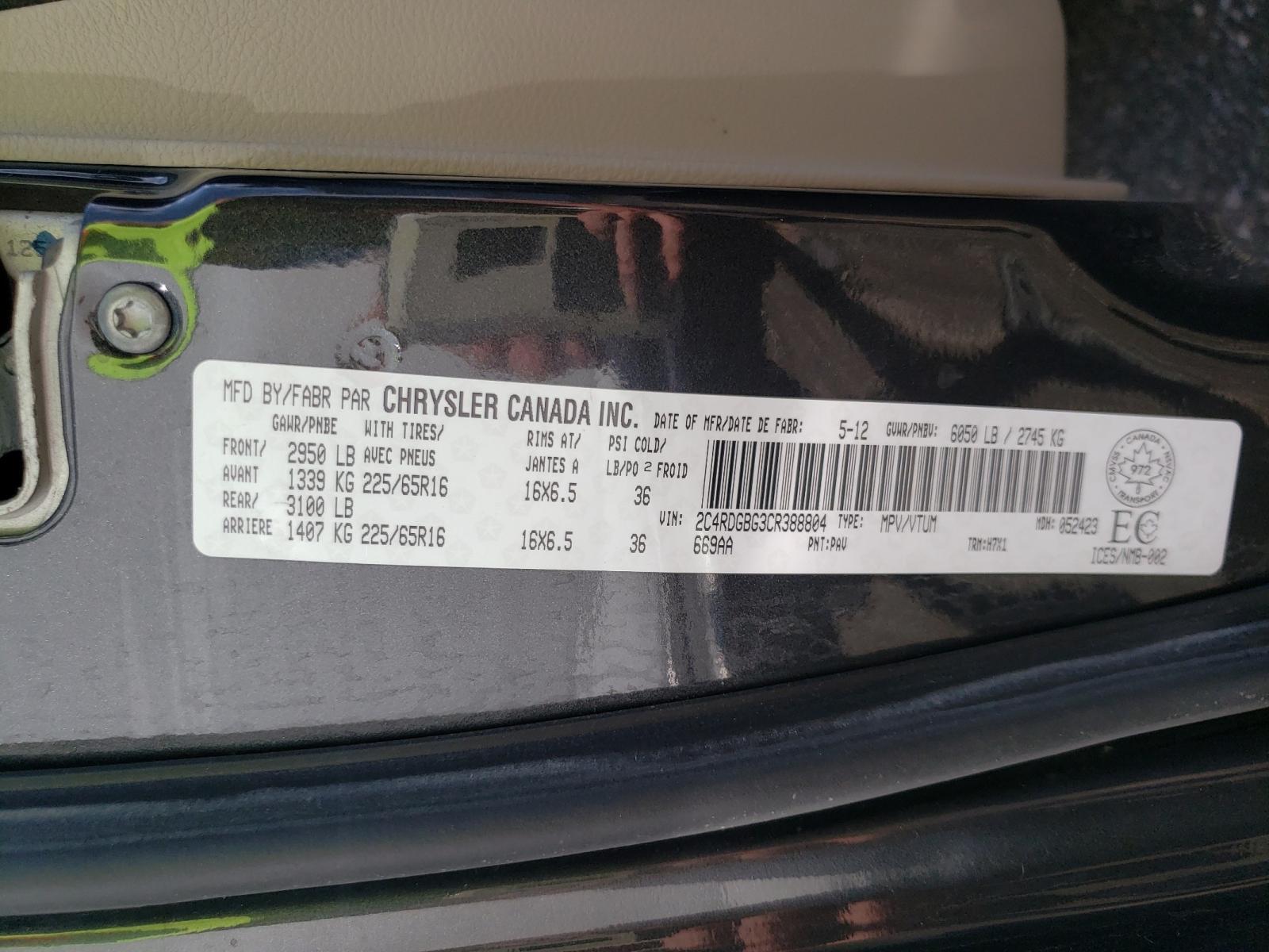 Zdjęcie 10 z aukcji – 2012 DODGE GRAND CARA z VIN 2C4RDGBG3CR388804