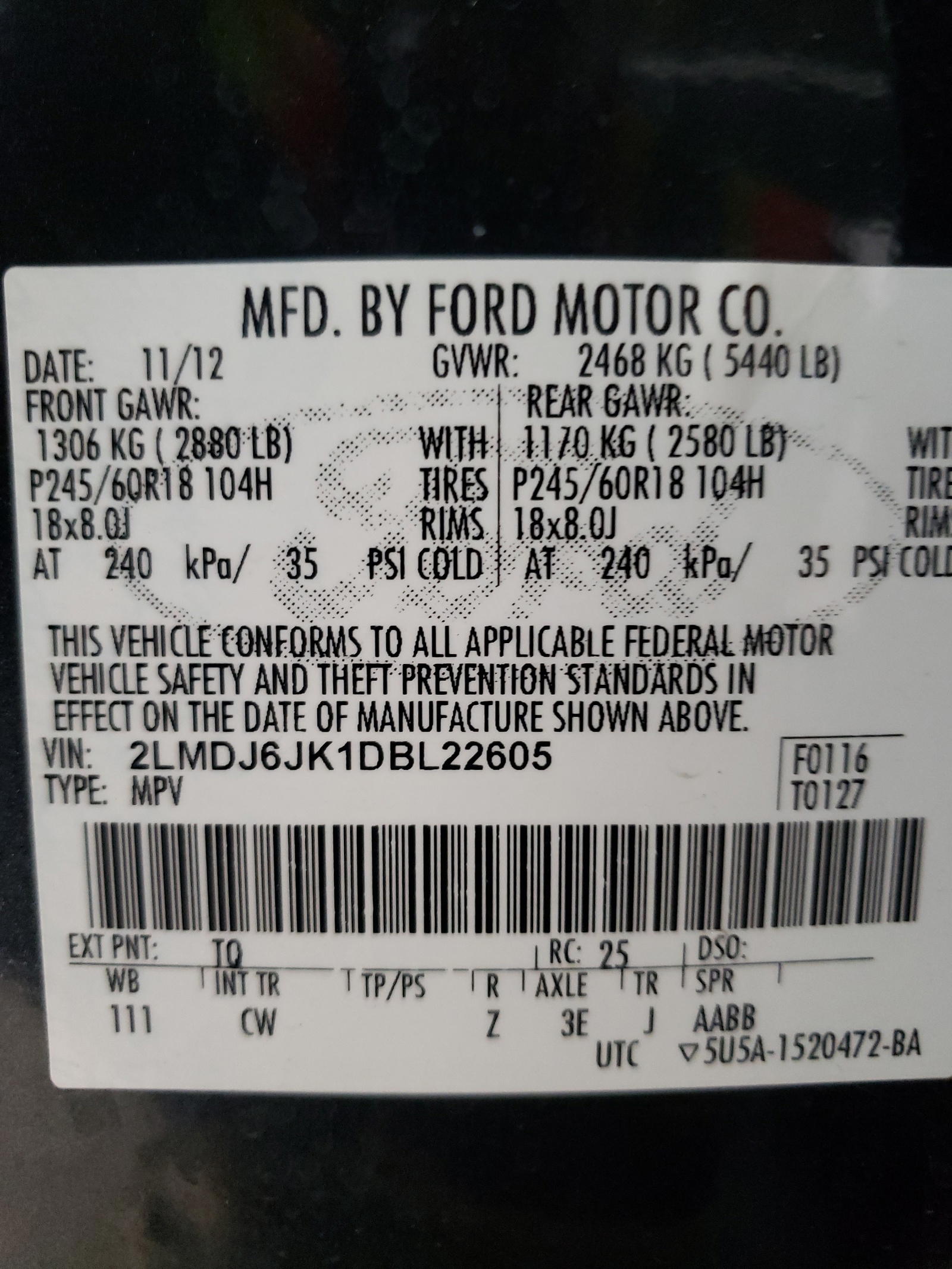 Photo 10 from auction – 2013 LINCOLN MKX with VIN 2LMDJ6JK1DBL22605