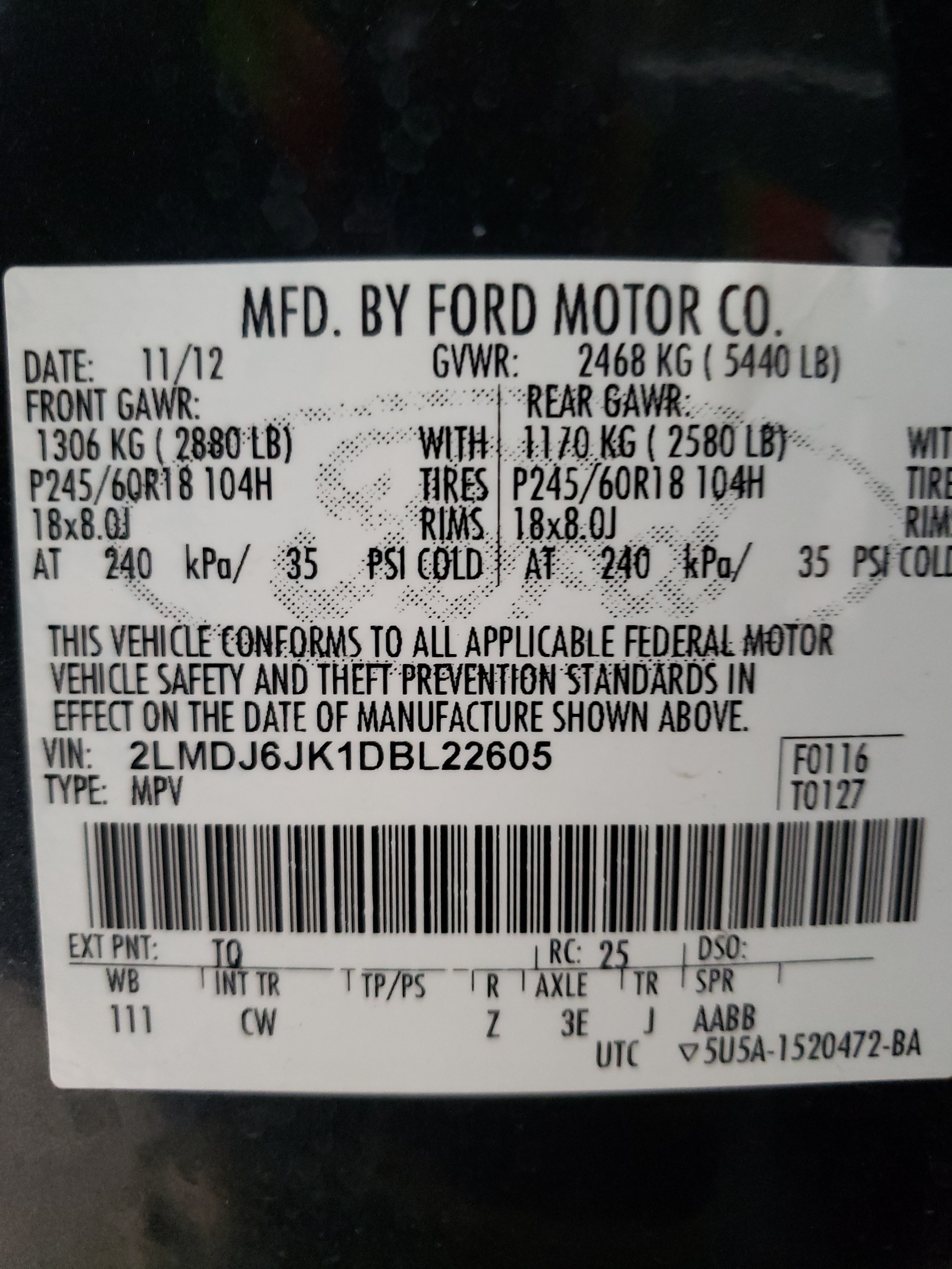 Zdjęcie 10 z aukcji – 2013 LINCOLN MKX z VIN 2LMDJ6JK1DBL22605