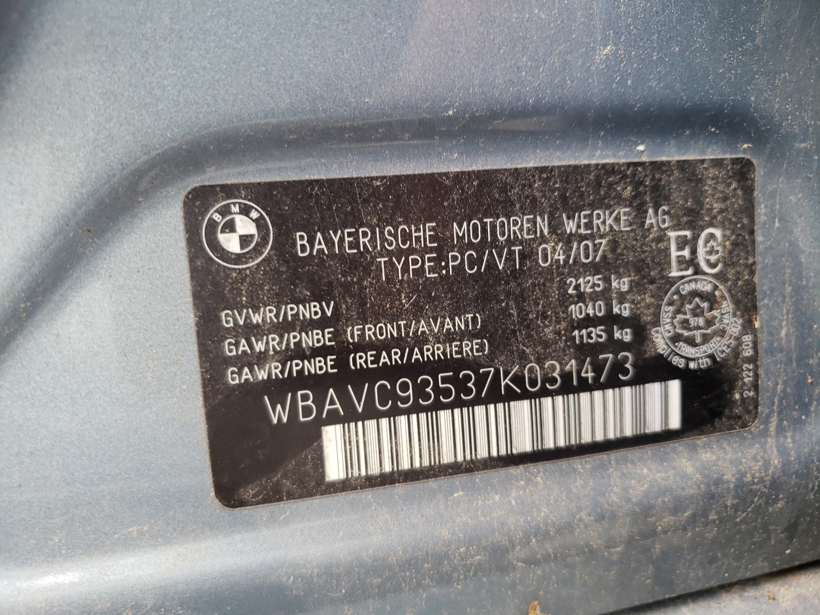 Photo 10 from auction – 2007 BMW 328 XI with VIN WBAVC93537K031473