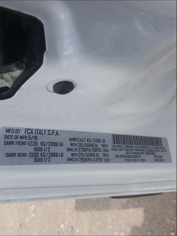 Photo 10 from auction – 2018 DODGE PROMASTER with VIN ZFBERFAB8J6L18576