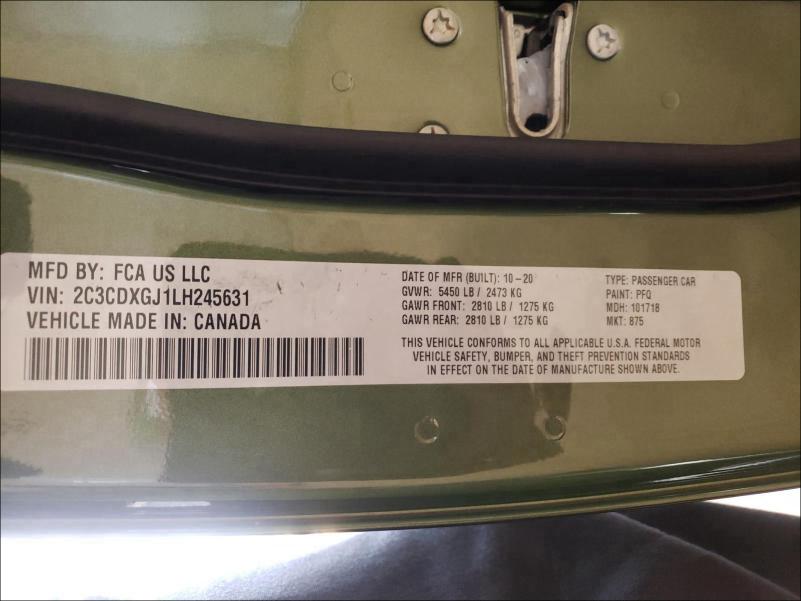 Photo 10 from auction – 2020 DODGE CHARGER SC with VIN 2C3CDXGJ1LH245631