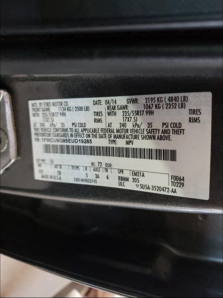 Photo 10 from auction – 2014 FORD ESCAPE SE with VIN 1FMCU9G95EUD19285