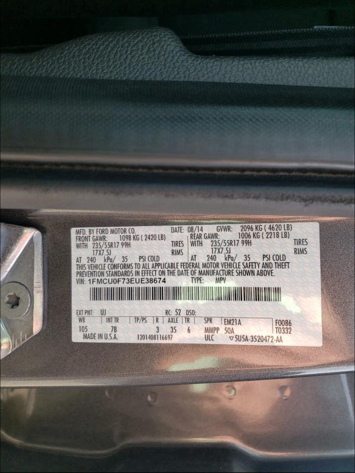 Фото 10 с аукциона – 2014 FORD ESCAPE S с VIN 1FMCU0F73EUE38674
