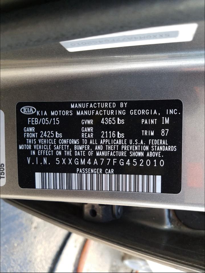 Photo 10 from auction – 2015 KIA OPTIMA LX with VIN 5XXGM4A77FG452010