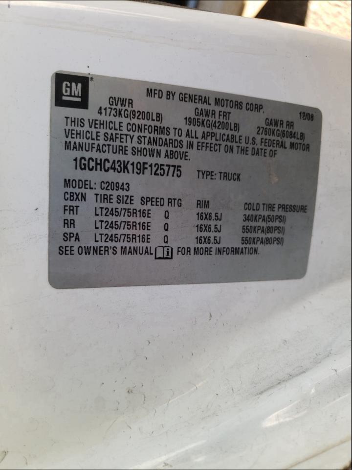 Photo 10 from auction – 2009 CHEVROLET SILVERADO with VIN 1GCHC43K19F125775