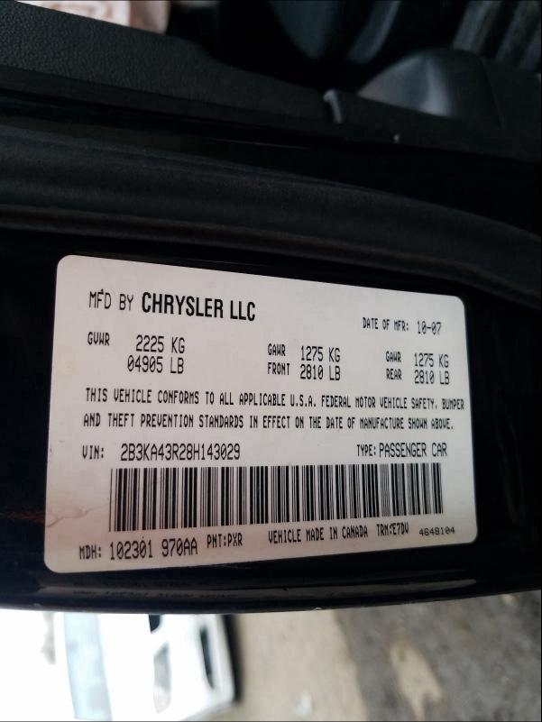 Photo 10 from auction – 2008 DODGE CHARGER with VIN 2B3KA43R28H143029