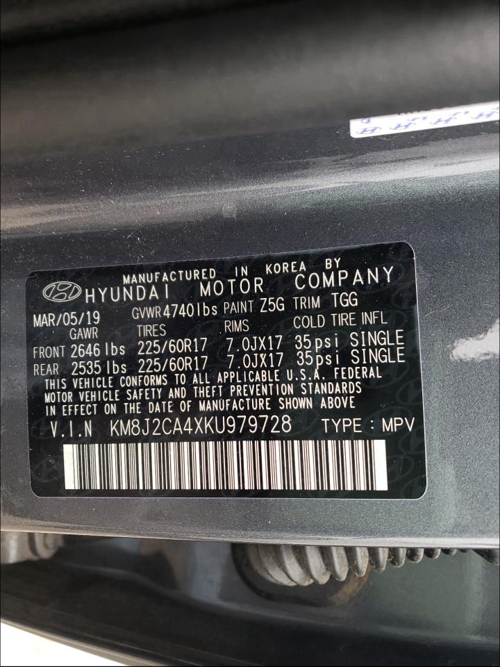 Photo 10 from auction – 2019 HYUNDAI TUCSON SE with VIN KM8J2CA4XKU979728