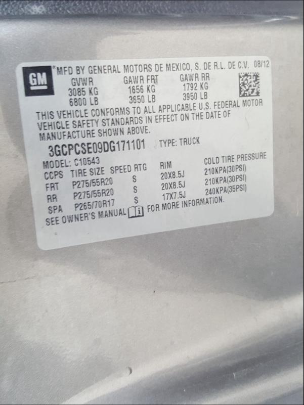 Photo 10 from auction – 2013 CHEVROLET SILVERADO with VIN 3GCPCSE09DG171101