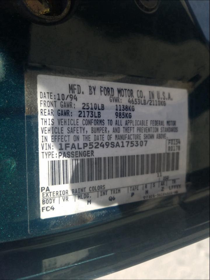 Photo 10 from auction – 1995 FORD TAURUS GL with VIN 1FALP5249SA175307
