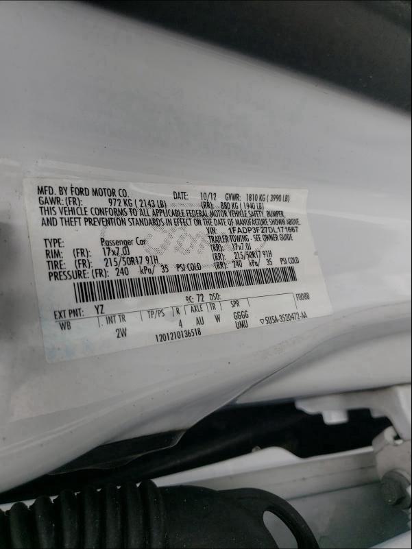 Photo 10 from auction – 2013 FORD FOCUS SE with VIN 1FADP3F27DL171667