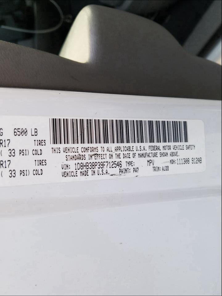 Photo 10 from auction – 2009 DODGE DURANGO SE with VIN 1D8HB38P39F712546