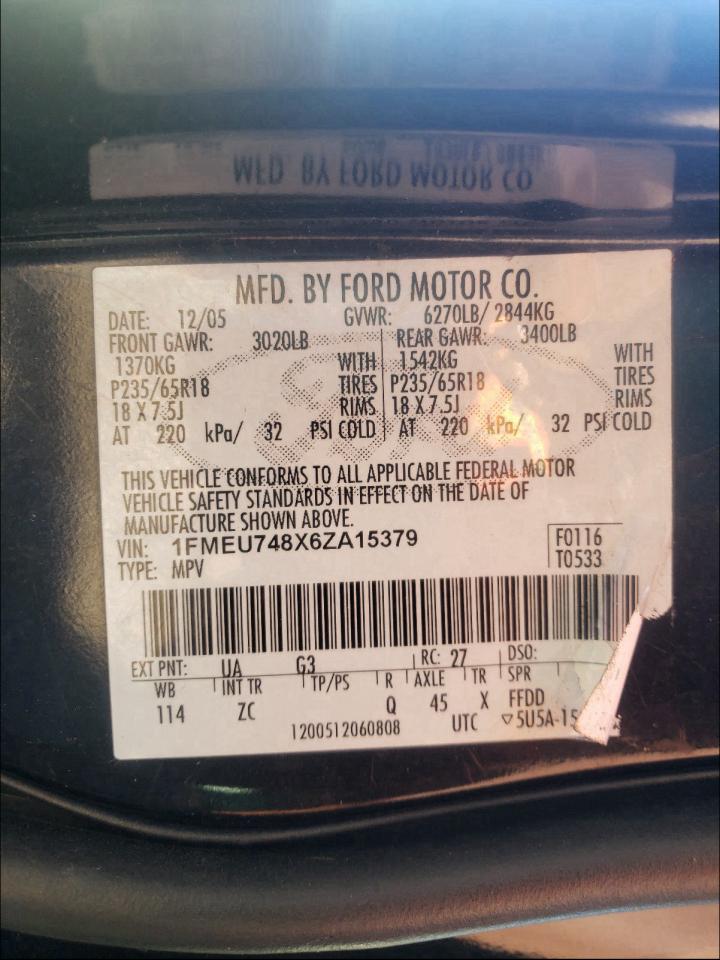 Photo 10 from auction – 2006 FORD EXPLORER E with VIN 1FMEU748X6ZA15379