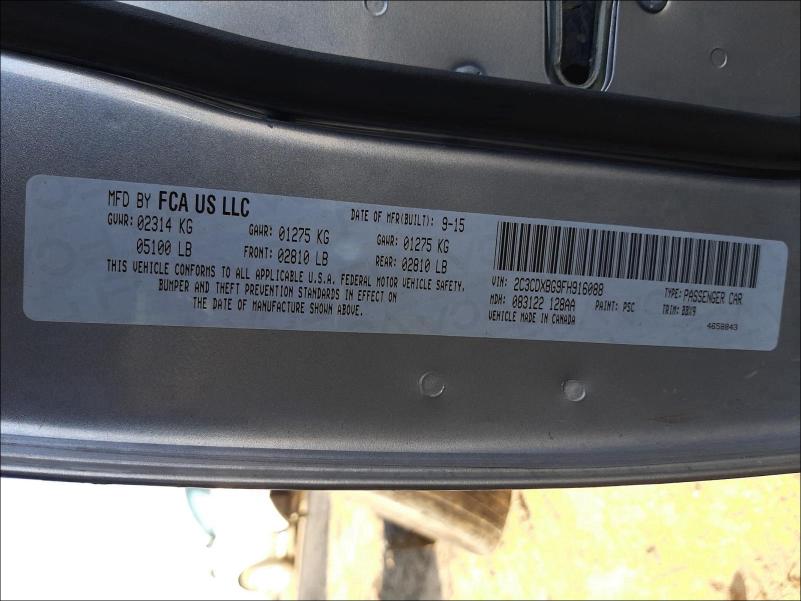Photo 10 from auction – 2015 DODGE CHARGER SE with VIN 2C3CDXBG9FH916088
