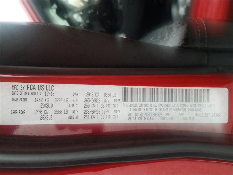 Photo 10 from auction – 2015 DODGE DURANGO SX with VIN 1C4RDJAG6FC203026