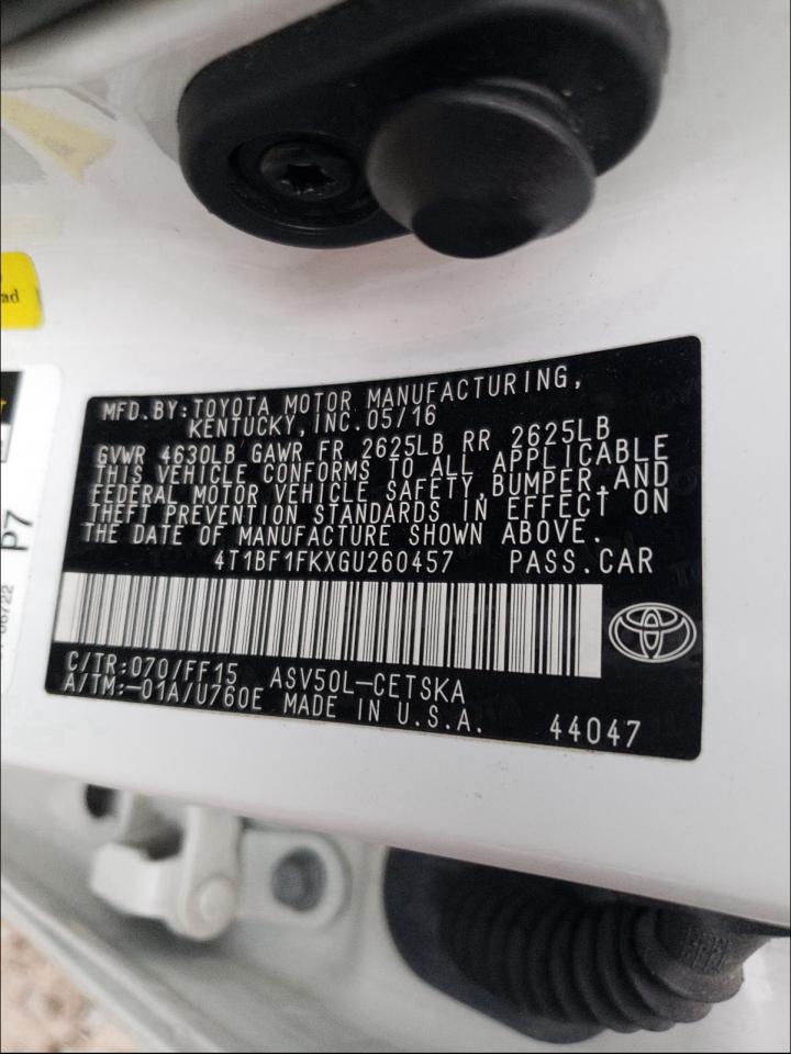 Photo 10 from auction – 2016 TOYOTA CAMRY LE with VIN 4T1BF1FKXGU260457