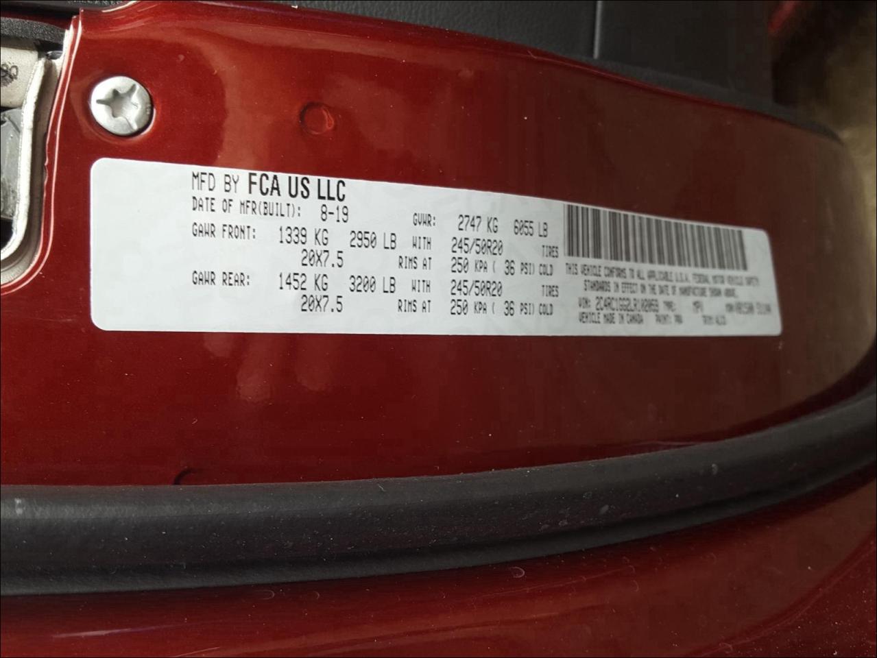 Photo 10 from auction – 2020 CHRYSLER PACIFICA L with VIN 2C4RC1GG2LR102059