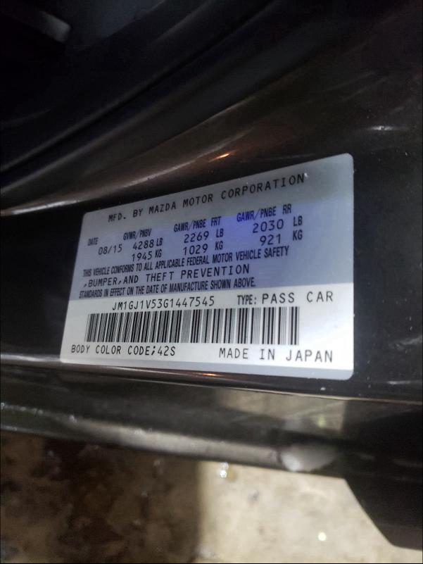 Photo 10 from auction – 2016 MAZDA 6 TOURING with VIN JM1GJ1V53G1447545