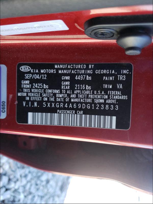 Photo 10 from auction – 2013 KIA OPTIMA SX with VIN 5XXGR4A69DG123833
