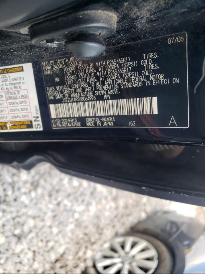 Photo 10 from auction – 2006 TOYOTA 4RUNNER SR with VIN JTEZU14R268064993