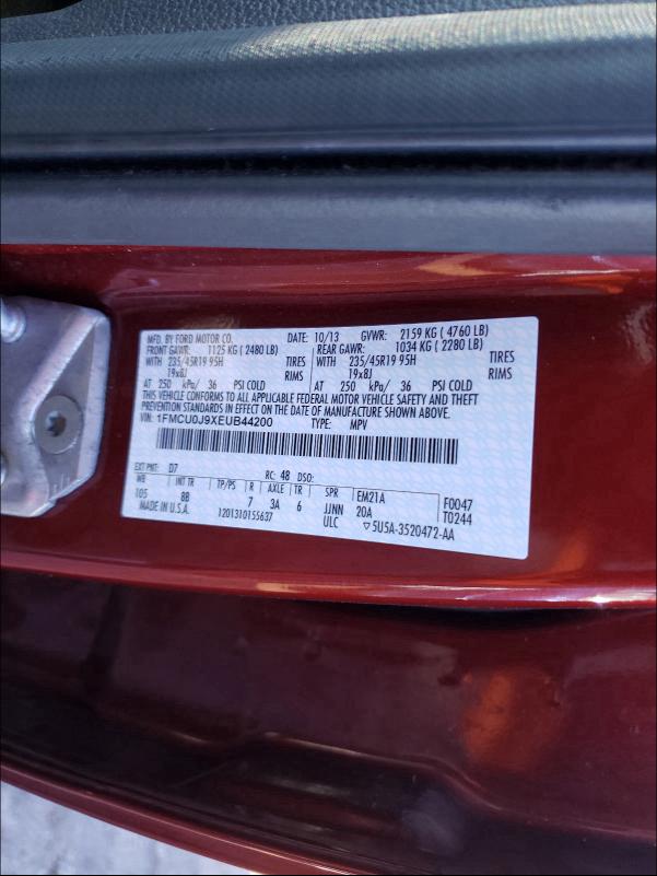 Photo 10 from auction – 2014 FORD ESCAPE TIT with VIN 1FMCU0J9XEUB44200