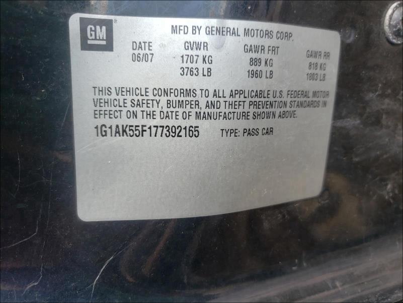 Photo 10 from auction – 2007 CHEVROLET COBALT LS with VIN 1G1AK55F177392165