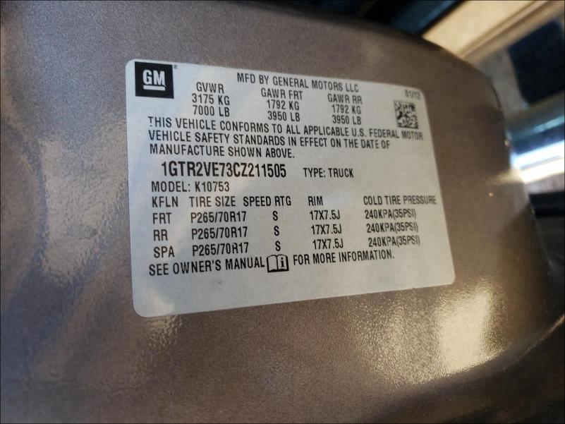 Photo 10 from auction – 2012 GMC SIERRA K15 with VIN 1GTR2VE73CZ211505