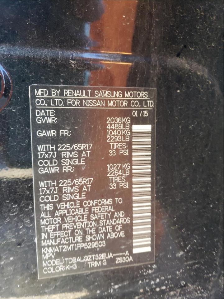Photo 10 from auction – 2015 NISSAN ROGUE S with VIN KNMAT2MT1FP529503