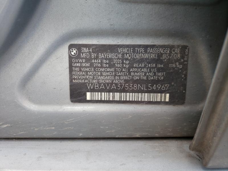 Photo 10 from auction – 2008 BMW 328 I with VIN WBAVA37538NL54967