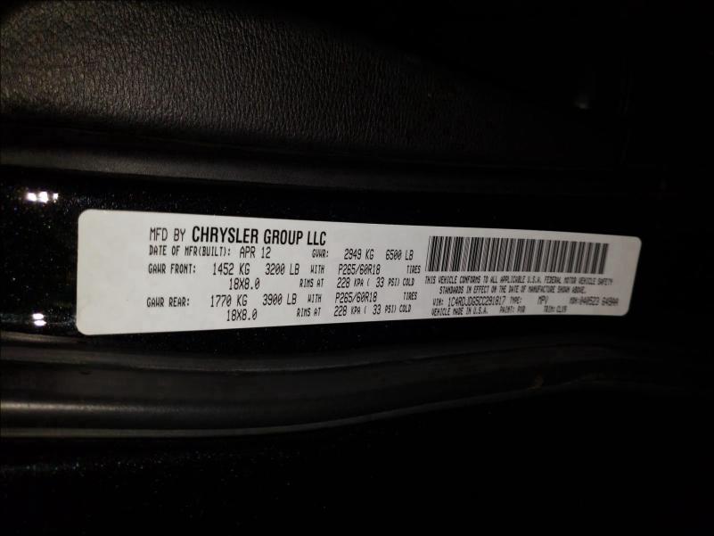 Photo 10 from auction – 2012 DODGE DURANGO CR with VIN 1C4RDJDG5CC291817