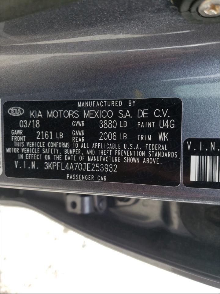 Photo 10 from auction – 2018 KIA FORTE LX with VIN 3KPFL4A70JE253932
