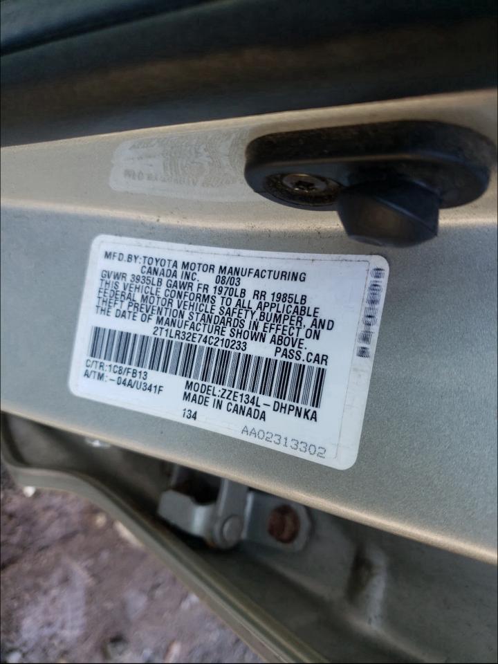Photo 10 from auction – 2004 TOYOTA MATRIX with VIN 2T1LR32E74C210233