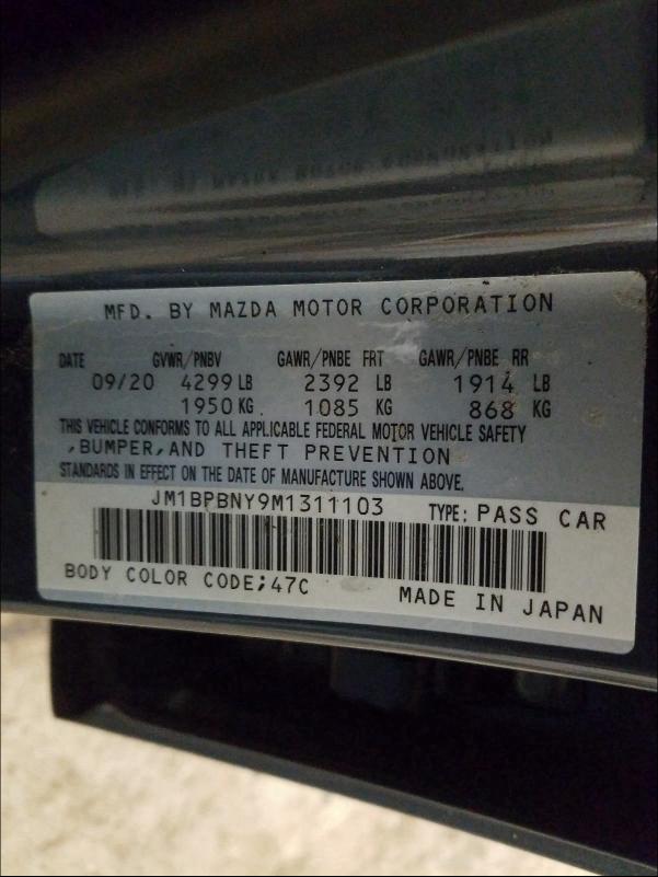 Photo 10 from auction – 2021 MAZDA 3 PREMIUM with VIN JM1BPBNY9M1311103