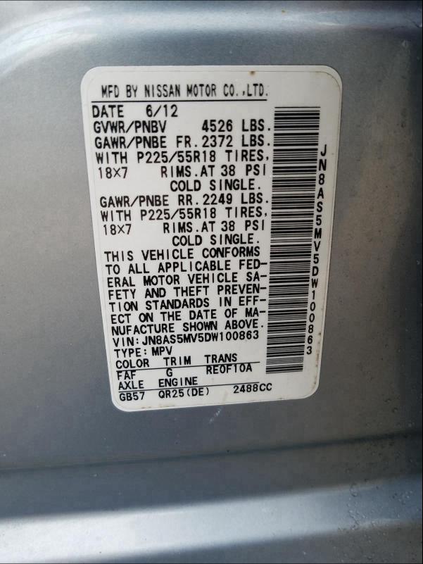 Photo 10 from auction – 2013 NISSAN ROGUE S with VIN JN8AS5MV5DW100863
