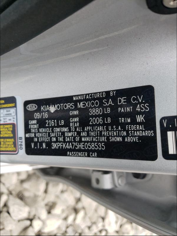 Photo 10 from auction – 2017 KIA FORTE LX with VIN 3KPFK4A75HE058535