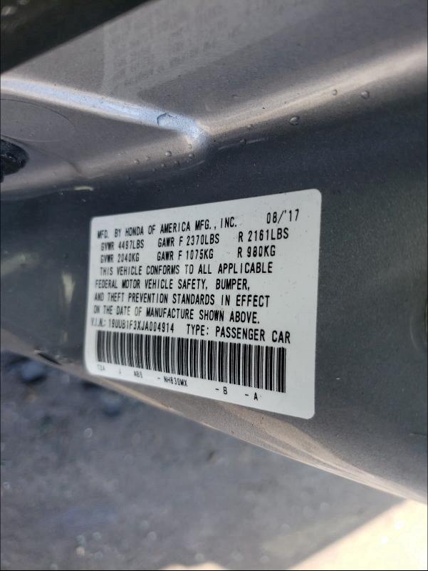 Photo 10 from auction – 2018 ACURA TLX with VIN 19UUB1F3XJA004914