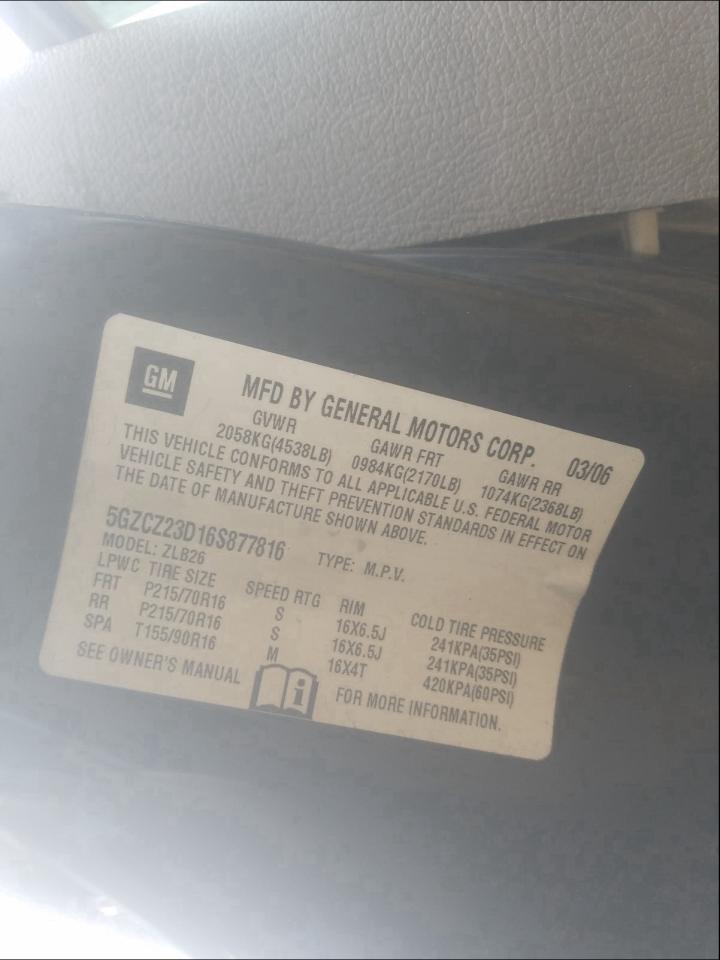 Photo 10 from auction – 2006 SATURN VUE with VIN 5GZCZ23D16S877816